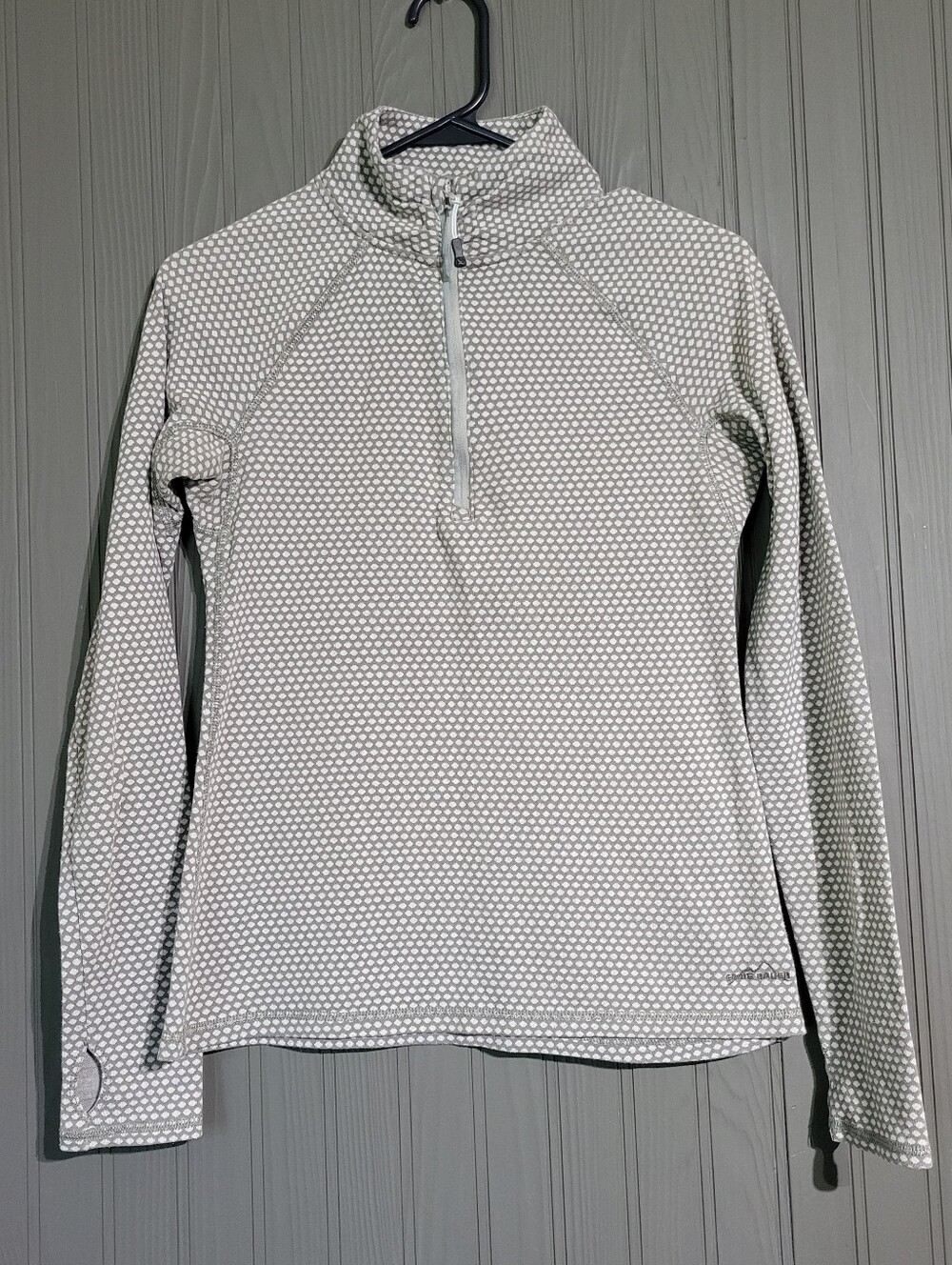 Eddie Bauer Long Sleeve Quarter Zip Athletic Sweater Dots Gray Women's Medium